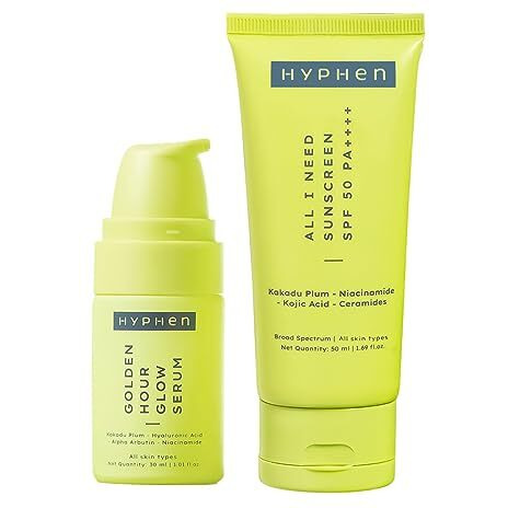 Hyphen Daily Day-Care Routine With Face Serum & Moisturizing Sunscreen Spf 50 | Glow & Protect Skincare Essentials For All Skin Types | Rich In Niacinamide, Hyaluronic Acid & Kakadu Plum | Pack Of 2