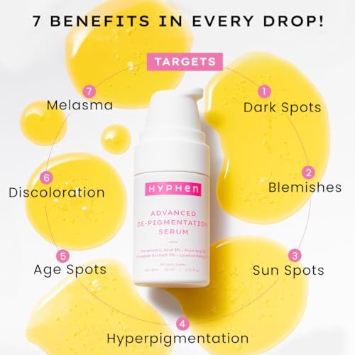 Hyphen Advanced De-Pigmentation Serum For Hyperpigmentation, Melasma, Dark Spots & Scars With 2% Kojic Acid | Visibly Brightens & Even Tones Skin | Serum For Women & Men - 30Ml