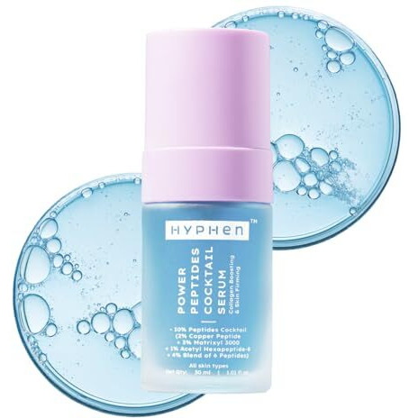Hyphen 10% Power Peptide & 2% Copper Peptide Serum| Advanced Anti-Aging Formula | Reduces Fine Lines & Wrinkles | Glowing Skin | Face Serum For Men & Women | All Skin Types - 30Ml