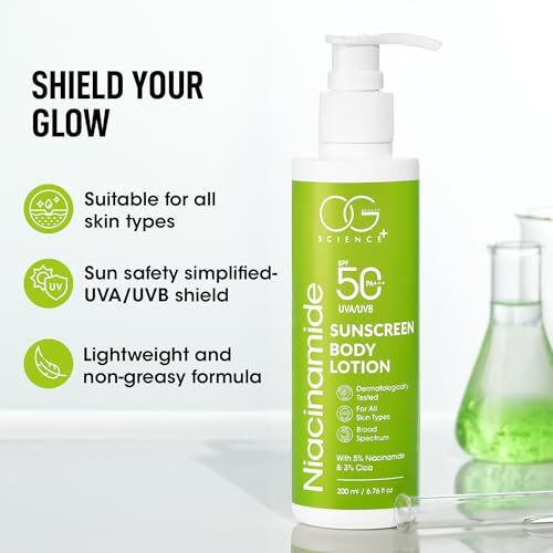 Og Beauty Science Spf 50 Pa+++ Sunscreen Body Lotion With Niacinamide & Cica - Dermatologically Tested - Broad Spectrum 200 Ml