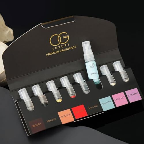 Og Beauty Luxury Perfume Gift Set - Unique Scents, Long-Lasting Eau De Parfum - Smokey, Woody, Shadow, Gallant, Pristine, Charade, Enchant, Solace - Pack Of 8 (5Ml Each)