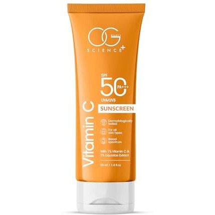 Og Beauty Science Spf 50 Pa+++ Sunscreen | 1% Vitamin C & Liquorice For Radiant Skin | Broad Spectrum Uv Protection | Hydrating & Fast-Absorbing | 50Ml