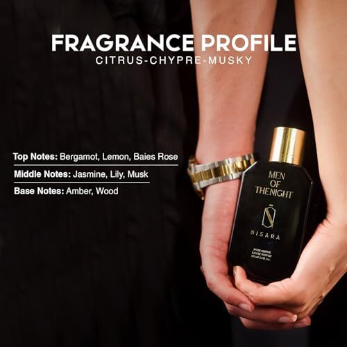 Nisara Men Of The Night Perfume For Men - 100 Ml Eau De Perfume | Long Lasting Eau De Parfum | Citrus-Chypre-Musky Fragrance | With Bergamot, Lemon, Musk,Amber, Wood| Edp Scent Spray For Men | Premium Perfume For Him