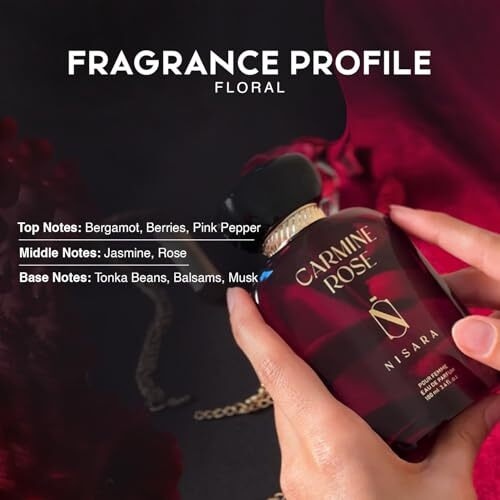 Nisara Carmine Rose Perfume For Woman 100Ml | Notes- Rose, Bergamot, Berries, Pink Pepper, Jasmine, Musk |Long Lasting Eau De Parfum | Floral Musk | Edp Scent Spray For Woman | Premium Perfume For Her