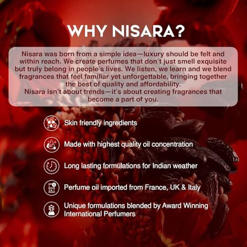 Nisara Carmine Rose Perfume For Woman 100Ml | Notes- Rose, Bergamot, Berries, Pink Pepper, Jasmine, Musk |Long Lasting Eau De Parfum | Floral Musk | Edp Scent Spray For Woman | Premium Perfume For Her