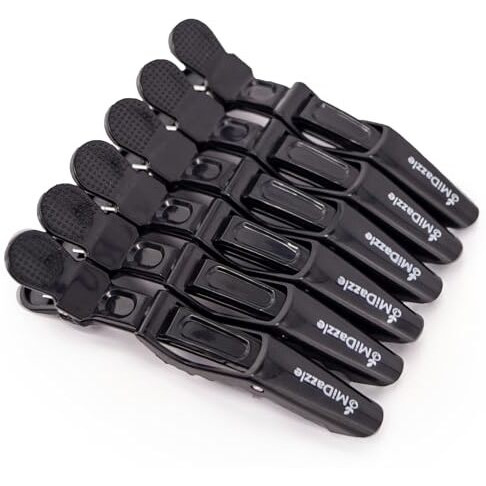 Omidazzle Midazzle Professional Hair Sectioning Crocodile Hairdressing Clips For Women (Pack Of 6), Black