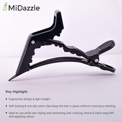 Omidazzle Midazzle Professional Hair Sectioning Crocodile Hairdressing Clips For Women (Pack Of 6), Black