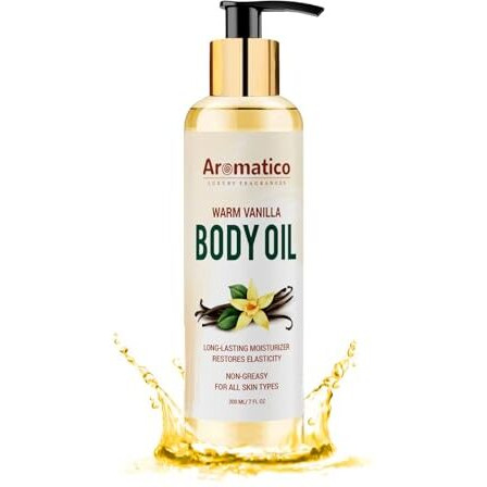 Aromatico Warm Vanilla Body Oil, After Bath Oil For Daily Use. Glowing Skin & Deep Hydration For Dry Skin. Winter Moisturizer With Natural Oils. Non-Greasy, Nourishing Formula  200Ml