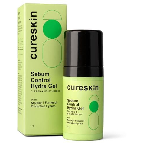 Cureskin Sebum Control Hydra Gel Hydration & Shine Control For Oily Skin With Aquaxyl, Farnesol, Probiotics Lysate (17 G)