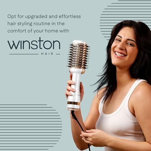Winston 2-In-1 Hair Styling Blow Brush For Women - 1200 Watts | Hot Air Brush, Hair Volumizer Brush, Hair Blow Dryer Brush With Charcoal Bristles For Salon-Quality Volume And Shine (White) - 1-Year Warranty