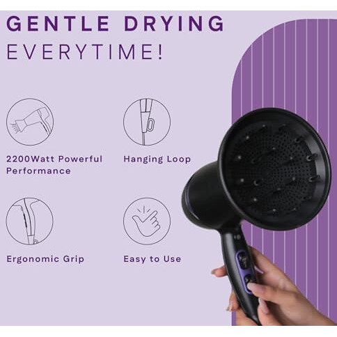 Winston Turbo Smart Hair Dryer 2200W For Men And Women With Diffuser & Concentrator, Professional Fast Drying With 2 Speed/ 3 Settings With Cool Shot - All Hair Types - 1 Year Warranty