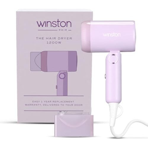 Winston Ionic Foldable Hair Dryer - 1200W | Compact, Foldable, And Damage-Free Drying Blow Dryer With Low Noise & Overheat Protection - 1 Year Warranty (Purple)
