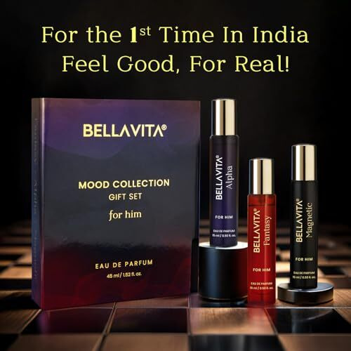 Bellavita Mood Collection Gift Set 3X15Ml | Long Lasting Edp Perfume For Man | Alpha, Fantasy & Magnetic | Vanilla, Benzoin And Cedarwood | Fruity, Woody Premium Fragrance For Men