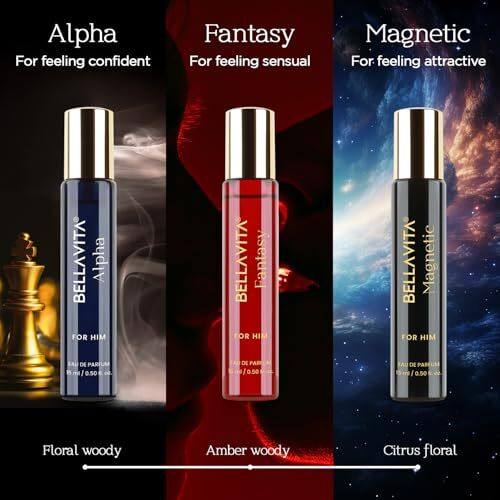 Bellavita Mood Collection Gift Set 3X15Ml | Long Lasting Edp Perfume For Man | Alpha, Fantasy & Magnetic | Vanilla, Benzoin And Cedarwood | Fruity, Woody Premium Fragrance For Men