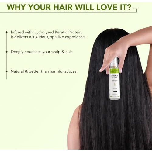 Bellavita Rosemary Water Hair Spray | For Frizzy Hair | Adds Shine | Suitable For All Hair Types | 200 Ml