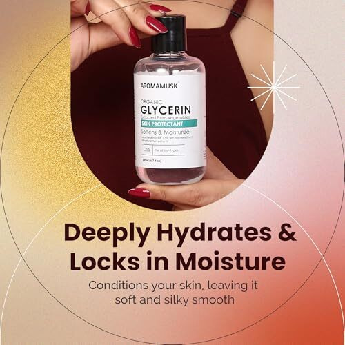 Aromamusk Organic And Pure Vegetable Glycerine For Face | Softens & Moisturizes  100% Pure & Natural Glycerine Liquid For Face, Beauty And Skin Care - 200Ml