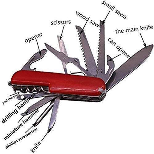 Westonwings Red 10 In 1 Multi-Function Swis Knife With Can Opener, Scissor,Hook Remover, Saw, Knife,Screwdriver, Leather Punch, Nail File, Needle, Wine Opener, Bottle Opener Etc