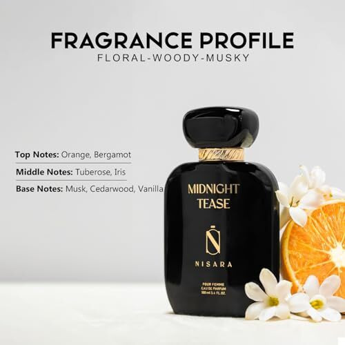 Nisara Midnight Tease Perfume For Women, 100Ml Girl Long Lasting Liquid Eau De Parfum, Floral Woody Musky Fragrance With Musk, Cedarwood & Vanilla Notes