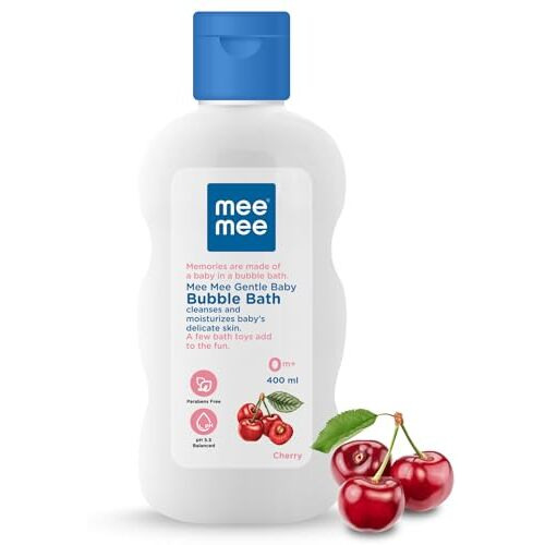 Mee Mee Foamy Baby Mild Bubble Bath | 400Ml (Pack Of 1) With Cherry & Fruit Extracts | Tear-Free Formula | Moisturizes And Soothes Baby's Skin | No Parabens | Infant Friendly Natural Head To Toe Baby Wash Dermatologically Tested | Ph Balanced | All Skin Types