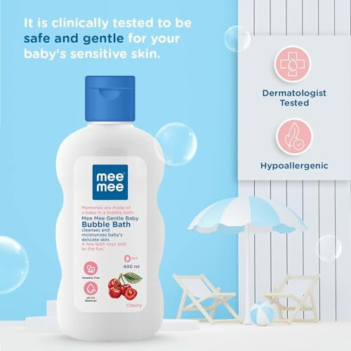 Mee Mee Foamy Baby Mild Bubble Bath | 400Ml (Pack Of 1) With Cherry & Fruit Extracts | Tear-Free Formula | Moisturizes And Soothes Baby's Skin | No Parabens | Infant Friendly Natural Head To Toe Baby Wash Dermatologically Tested | Ph Balanced | All Skin Types