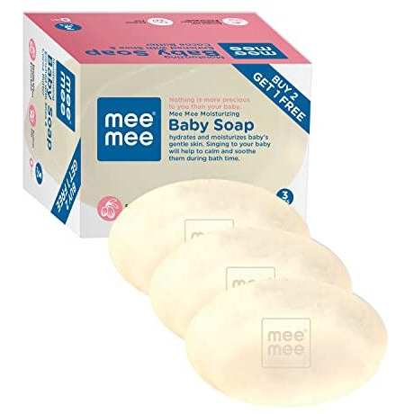 Mee Mee Baby Soap 75G, Pack Of 3 (Buy 2, Get 1 Free) | Nurturing Bathing Bar With Natural Shea & Cocoa Butter | For Baby's Sensitive Skin | Paraben Free | Dermatologist-Approved For Gentle Skin Care