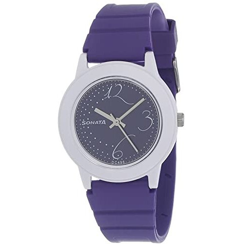 Sf Quartz Analog Purple Dial Plastic Strap Watch For Women-Nr8992Pp02