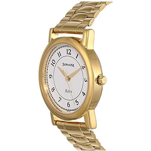 Sonata Quartz Analog White Dial Stainless Steel Strap Watch For Men-Ns77049Ym03/Nt77049Ym03