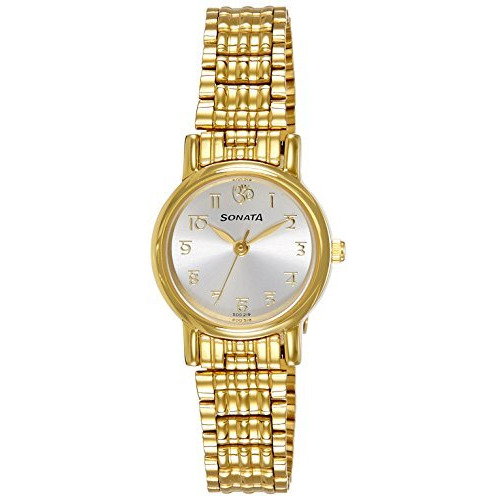 Sonata Quartz Analog Silver Dial Metal Strap Watch For Women-Ns8976Ym07W