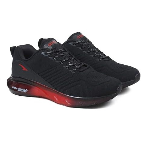 Asian Crystal-13 Sports & Casual Shoes With Crystal Cushion Technology Lightweight Sneaker For Men & Boys Black,Red