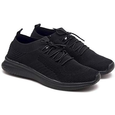 Asian Men's Easywalk-08 Sports Running Shoes,First Walker, Gym Casual Sneaker Lace-Up Lightweight Shoes Black