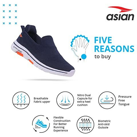 Asian Sport Walking,Gym Shoes Lightweight With Extra Max Cushion | Memory Foam Insole Shoes For Men's Superwalk-08 Blue