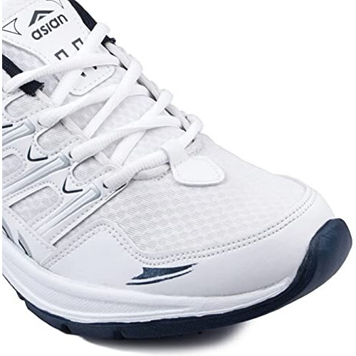 Asian Shoes Men's Sports Shoe White Navy Blue Mesh 8Uk/Indian