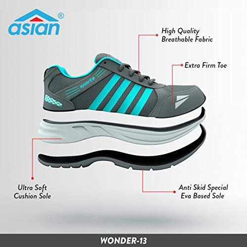 Asian Wonder-13 Grey Firozi Running,Sports,Walking Shoes For Men Uk-9