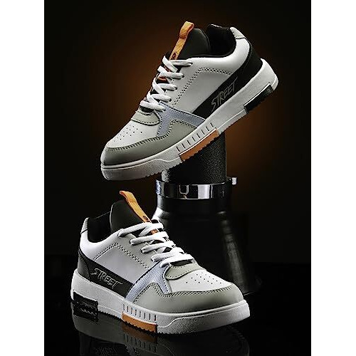 Asian Men's White Casual Sneaker Shoes With Synthetic Upper Lightweight Comfortable Mid Top Sneaker Shoes For Men's & Boy's Tarzan-05
