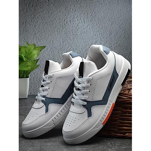 Asian Men's White Casual Sneaker Shoes With Synthetic Upper Lightweight Comfortable Mid Top Sneaker Shoes For Men's & Boy's Tarzan-05