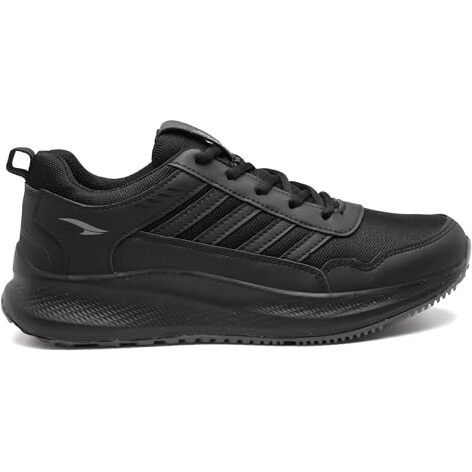 Asian Men Boss-02 Running And Casual Wear Running Shoes With Laces, Lightweight And Comfortable Shoes For Men & Boys, Ideal For Sports, Gym, Walking, And Daily Use Full Black