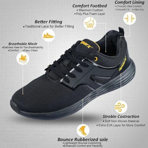 Sparx Men's Sx0500G Black Gold Running Shoes 10 (Sx0500Gbkgo0010)