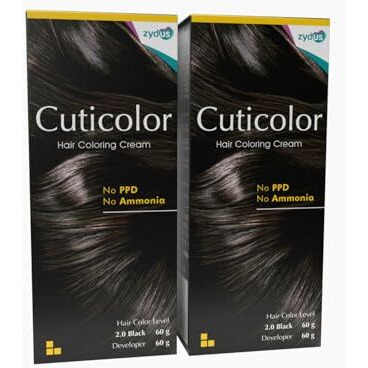 Cuticolor Permanent Hair Color Cream| Dr Prescribed| Eco Mechanism For Preserving Scalp Health| No Ammonia| No Ppd| Enriched With Portulaca & Boseivela Extracts - Black (120G) | Pack Of 2
