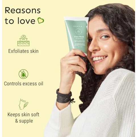 Arata Refreshing & Hydrating Face Wash 150Ml | With Peppermint, Lemon Oil & Flax Seed Extracts | For Dry, Oily, Sensitive Skin | Detoxifies, Gently Exfoliates, Controls Oil And Dirt | For Women & Men