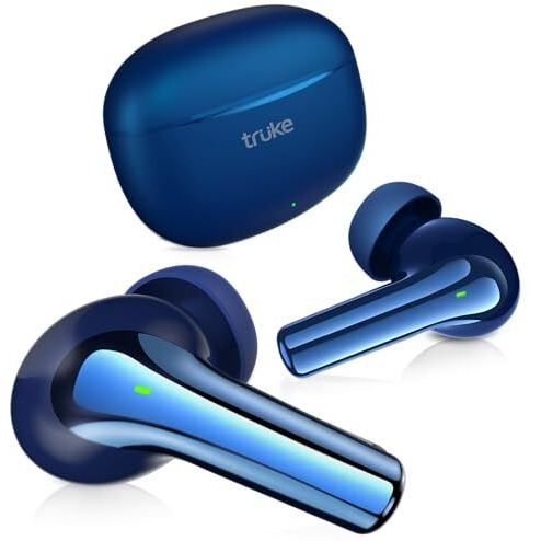Truke Just Launched Buds Q1 Plus True Wireless In Ear Earbuds, Quad-Mic Adv. Enc, 80H Playtime, 45Ms Ultra-Low Latency, 12Mm Titanium Drivers, Fast Charge, 1-Step Pairing, Bt 5.3, Ipx5 (Blue)