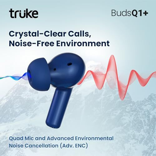 Truke Just Launched Buds Q1 Plus True Wireless In Ear Earbuds, Quad-Mic Adv. Enc, 80H Playtime, 45Ms Ultra-Low Latency, 12Mm Titanium Drivers, Fast Charge, 1-Step Pairing, Bt 5.3, Ipx5 (Blue)