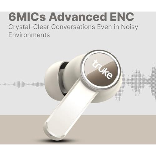 Truke [Just Launched Buds Clarity 6 Dual Device Pairing In Ear Earbuds, 6Mic Adv. Enc, 80H Playtime, 35Ms Ultra-Low Latency, 13Mm Titanium Drivers, 3 Eq Modes, Fast Charge, Bt 5.3, Ipx5