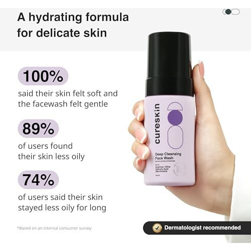 Cureskin Deep Cleanse Salicylic Acid Face Wash For Oily Skin | Salicylic Acid Foaming Face Wash For Men And Women, 100 Ml (Deep Cleanse)