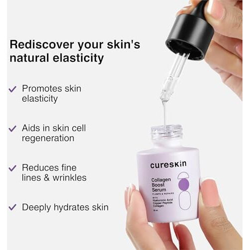 Cureskin Collagen Boost Hyaluronic Acid Serum | Plumps & Repairs With Hyaluronic Acid, Ceramide 3 & Copper Peptide