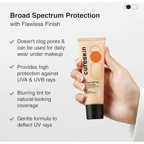 Cureskin Mineral Sunscreen Matte Finish Tinted Spf 50 Pa++++ | Broad Spectrum Sun (Uva/Uvb/Ir) Protection With Titanium Dioxide, 50 G (Pack Of 1)