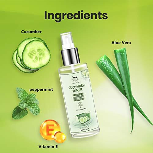 Tnw-The Natural Wash Cucumber Toner Spray For Face Reduces Inflammation,Keep Your Skin At The Right Ph,Prevent Acne Breakouts,Wrinkles,Oil Control,Makeup Removal For Women & Men 100 Ml,Pack Of 1