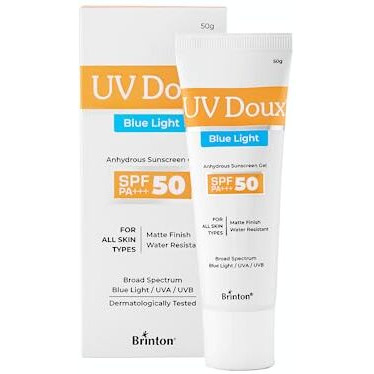 Uv Doux Blue Light Tinted Sunscreen Gel Spf 50 Pa+++ Broad Spectrum | Blue Light & Uva/Uvb Protection | Matte Finish With Sweat & Water Resistant For Men & Women | Dermatologist Approved, 50Gm