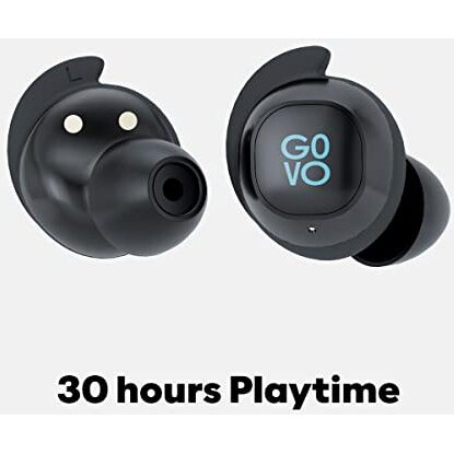 Govo Gobuds 920 Truly Wireless In Ear Earbuds With Mic, 30H Playtime, Fast Charging,Ipx5 Water Resistant, Dual Pairing, Noise Cancellation (Platinum Black)