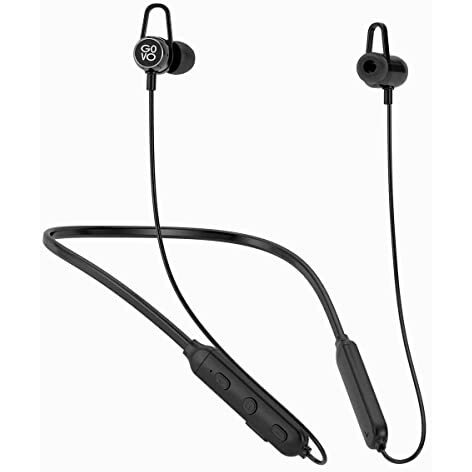 Govo Gokixx 421 Bluetooth Wireless Neckband In Ear Earphone With Mic, 10H Long Battery, 10Mm Drivers, Magnetic Earbuds, Integrated Controls & Lightweight Design (Platinum Black)