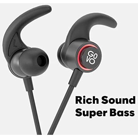 Govo Gokixx 400 Bluetooth In Ear Earphones With Hd Mic - Wireless Neckband, 9H Playtime, 10Mm Drivers, Magnetic Earbuds, Integrated Controls & Lightweight Design (Platinum Black)